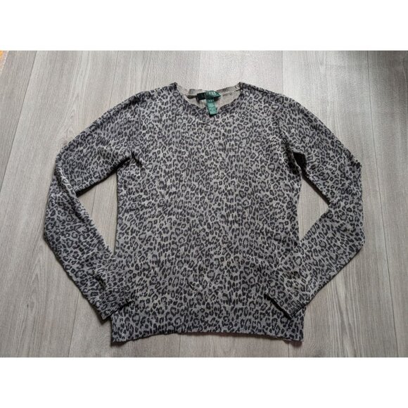 Lauren Ralph Lauren Womens Leopard Print Silk & Cashmere Sweater P/S - Picture 3 of 7